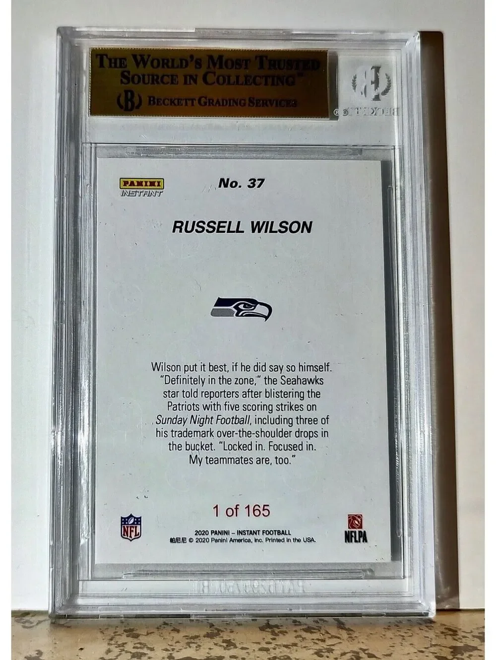 Russell Wilson 2020 Panini NFL #37 Football Card 1 of 165 BGS 9.5 Gem Seahawks